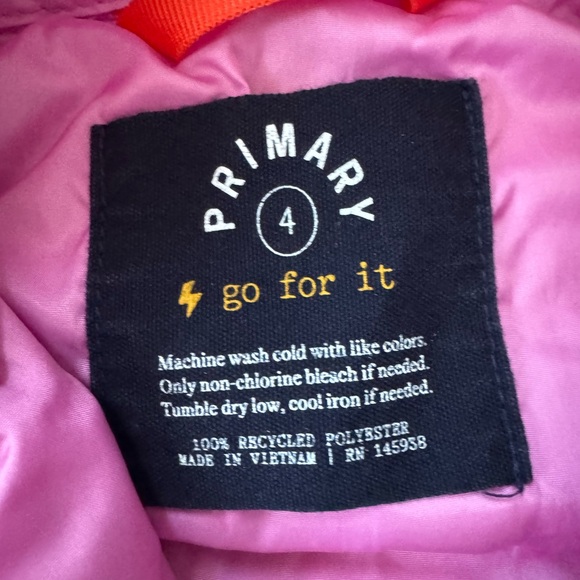 Primary Kids stripe lightweight Pink Puffer Jacket - 4T - Picture 5 of 5